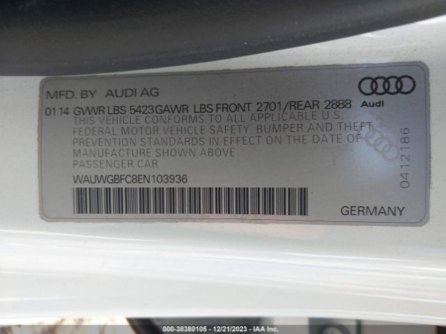 WAUWGBFC8EN103936 Audi A7 3.0t Premium Plus