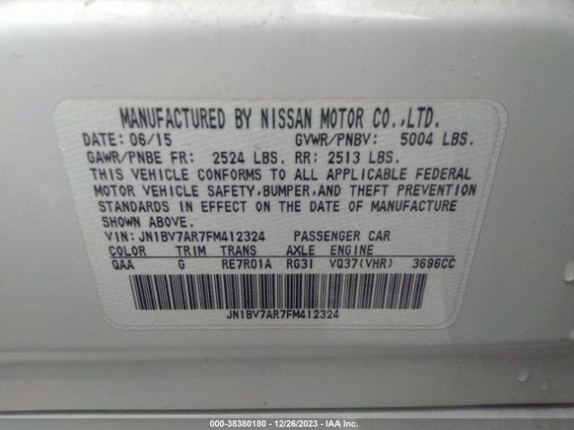 JN1BV7AR7FM412324 Infiniti Q50