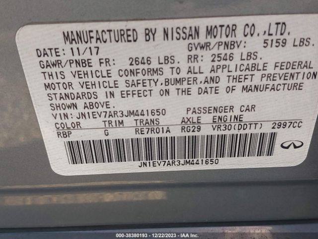 JN1EV7AR3JM441650 Infiniti Q50 3.0t Luxe