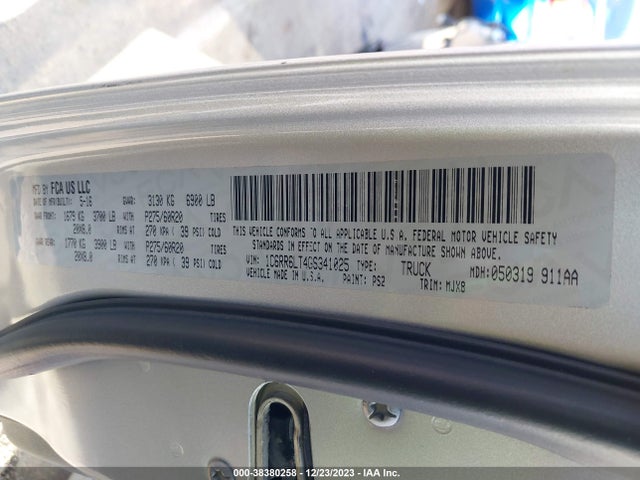 RAM 1500 Big Horn 2016 1C6RR6LT4GS341025 Image 9