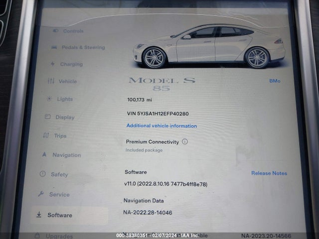 5YJSA1H12EFP40280 Tesla Model S 60 Kwh Battery/p85