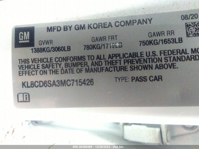 Chevrolet Spark Fwd 1lt Automatic 2021 KL8CD6SA3MC715426 Image 9