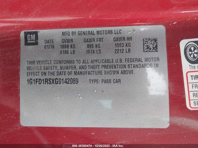 Chevrolet Camaro 2lt 2016 1G1FD1RSXG0142089 Image 9