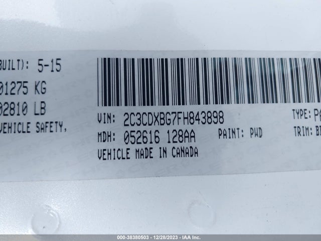 Dodge Charger Se 2015 2C3CDXBG7FH843898 Image 9