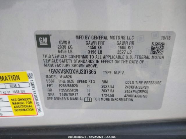 1GKKVSKDXHJ207365 GMC Acadia Limited Limited