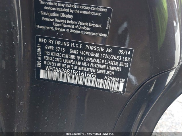 2015 PORSCHE CAYMAN WP0AA2A81FK161665 Photo 8