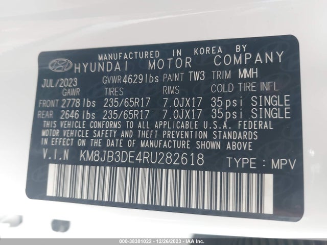 Hyundai TUCSON SEL 2024 KM8JB3DE4RU282618 Image 9
