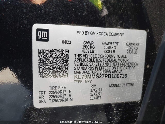 Chevrolet Trailblazer Fwd Ls 2023 KL79MMS27PB180736 Image 9