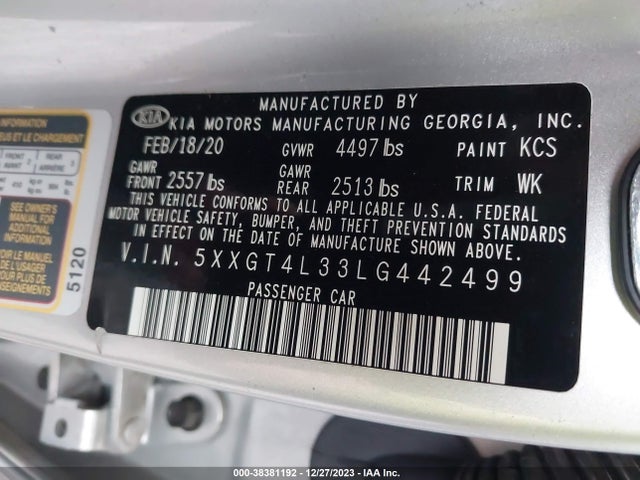 KIA gdi 2020 5XXGT4L33LG442499 Image 25