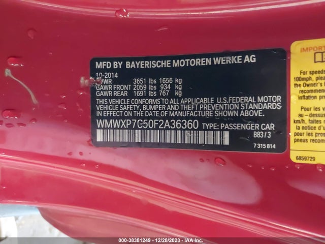 2015 MINI HARDTOP WMWXP7C50F2A36360 Photo 8