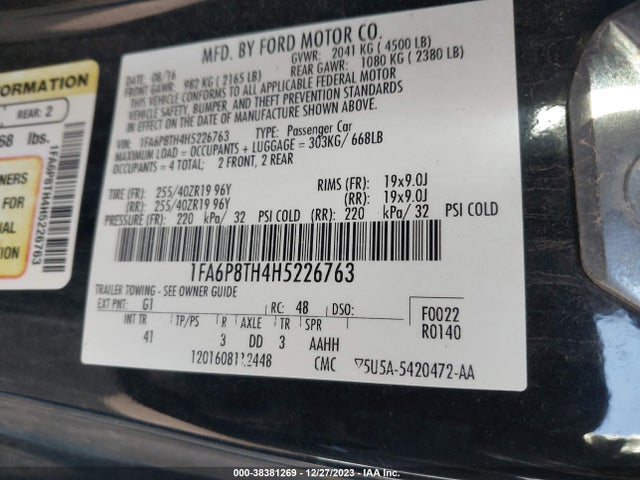 Ford Mustang Ecoboost 2017 1FA6P8TH4H5226763 Image 9