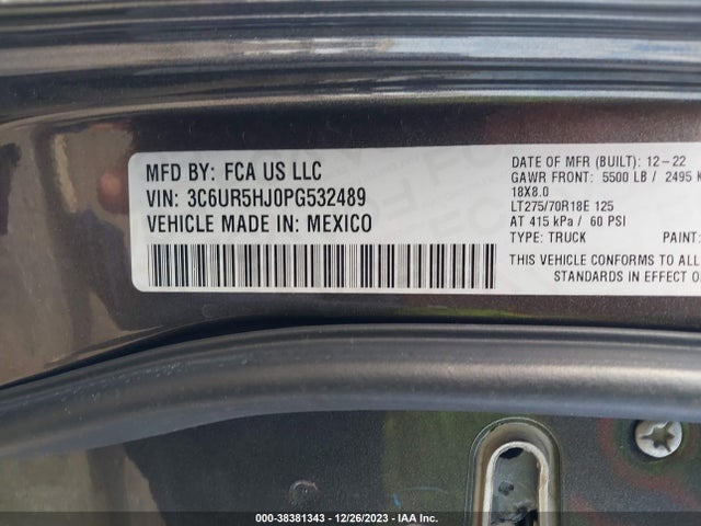 RAM 2500 Tradesman  4x4 8' Box 2023 3C6UR5HJ0PG532489 Image 9