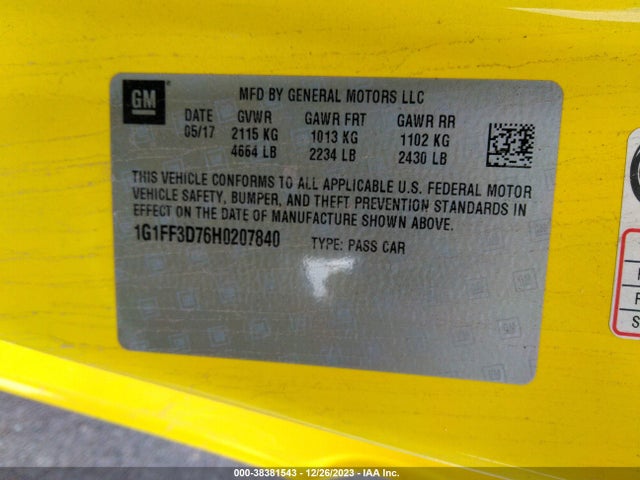 Chevrolet Camaro 1ss 2017 1G1FF3D76H0207840 Image 9