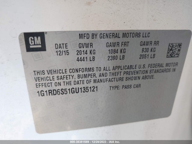 Chevrolet Volt Premier 2016 1G1RD6S51GU135121 Image 9