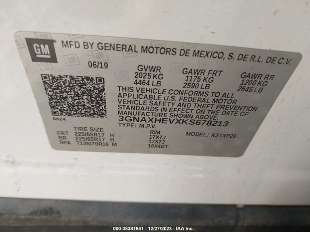 Chevrolet EQUINOX LS 2019 3GNAXHEVXKS678213 Image 9
