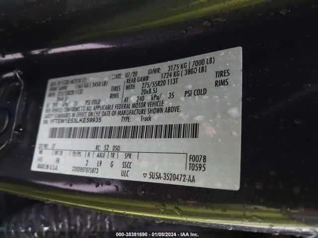 Ford F-150 Xlt 2020 1FTEW1E53LKE59935 Image 9