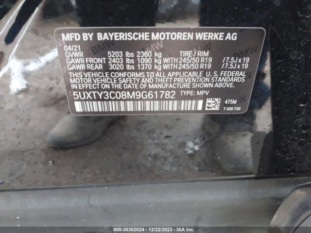 2021 BMW X3 5UXTY3C08M9G61782 Photo 8
