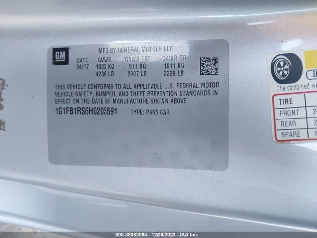 Chevrolet Camaro 1lt 2017 1G1FB1RS6H0203591 Image 9