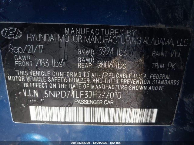 Hyundai ELANTRA SE 2018 5NPD74LF3JH277010 Image 9