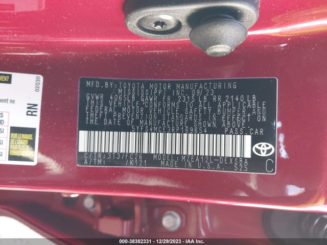 2024 TOYOTA COROLLA SE VIN: 5YFS4MCE3RP169654
