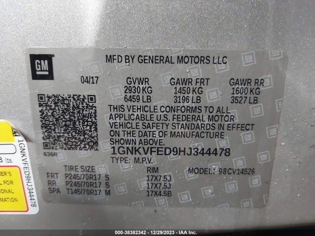 Chevrolet Traverse Ls 2017 1GNKVFED9HJ344478 Image 9