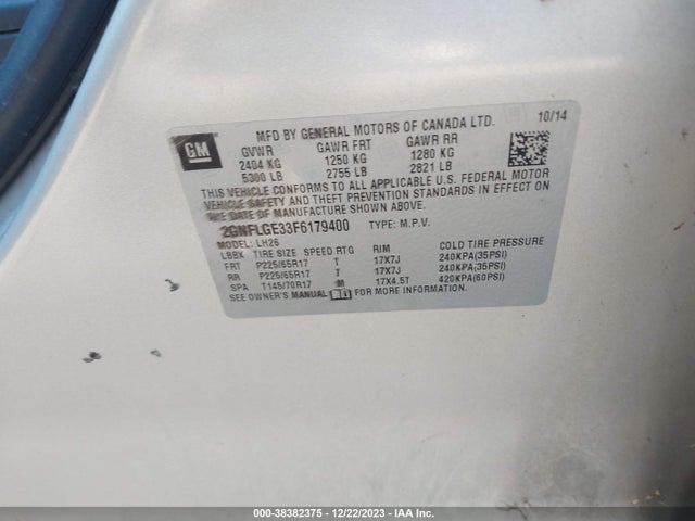 Chevrolet Equinox 2lt 2015 2GNFLGE33F6179400 Image 9