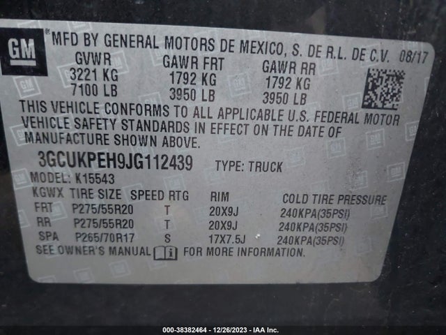 Chevrolet Silverado 1500 Silverado Custom 2018 3GCUKPEH9JG112439 Image 9