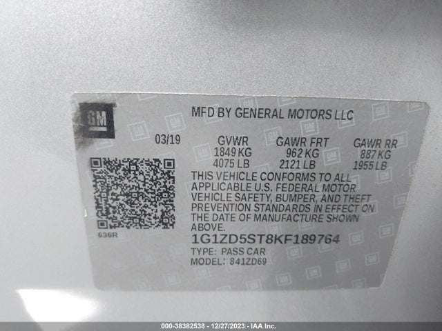 Chevrolet MALIBU LT 2019 1G1ZD5ST8KF189764 Image 9