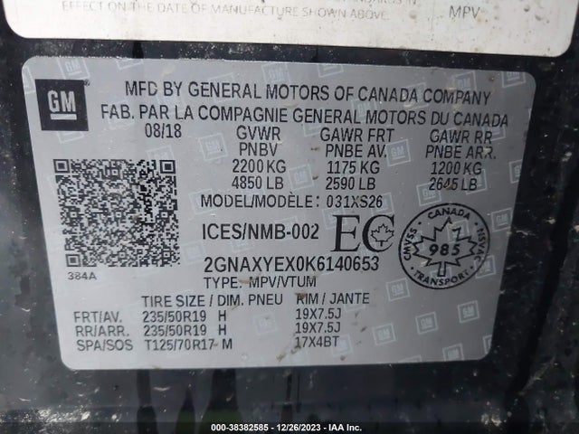 Chevrolet Equinox Premier 2019 2GNAXYEX0K6140653 Image 9