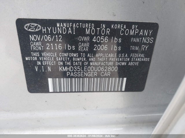 2013 HYUNDAI ELANTRA GT VIN: KMHD35LE0DU062800