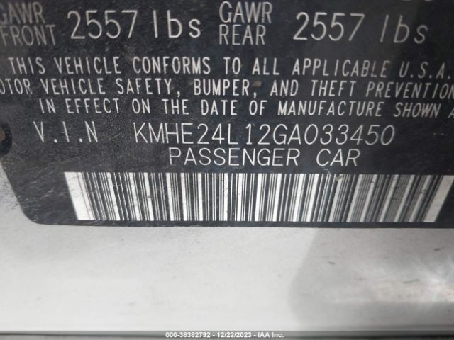 Hyundai Sonata Hybrid Se 2016 KMHE24L12GA033450 Image 9