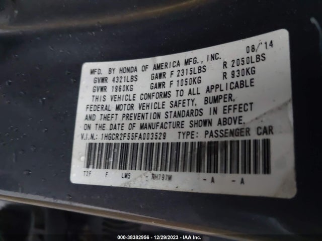 Honda Accord Sport 2015 1HGCR2F55FA003529 Image 9