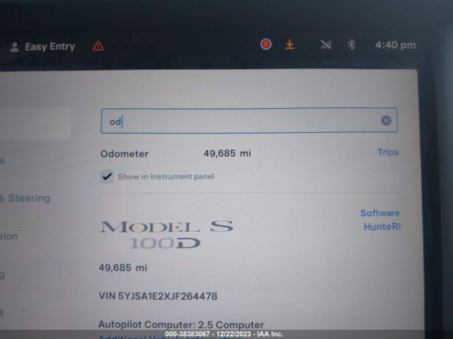 5YJSA1E2XJF264478 Tesla MODEL S