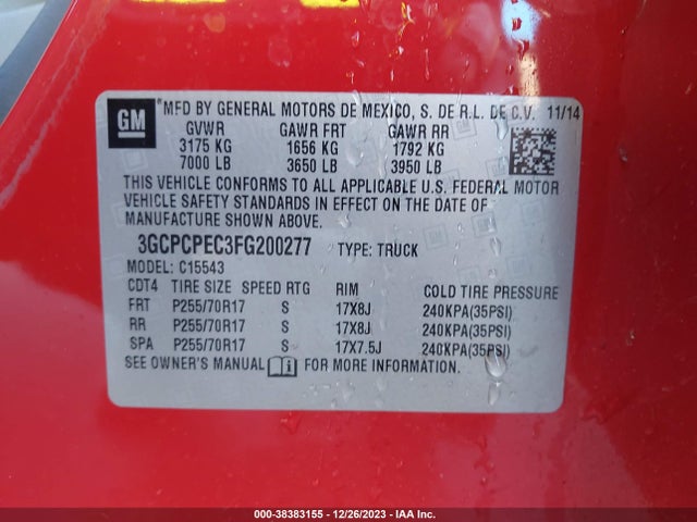 Chevrolet Silverado 1500 Ls 2015 3GCPCPEC3FG200277 Image 9