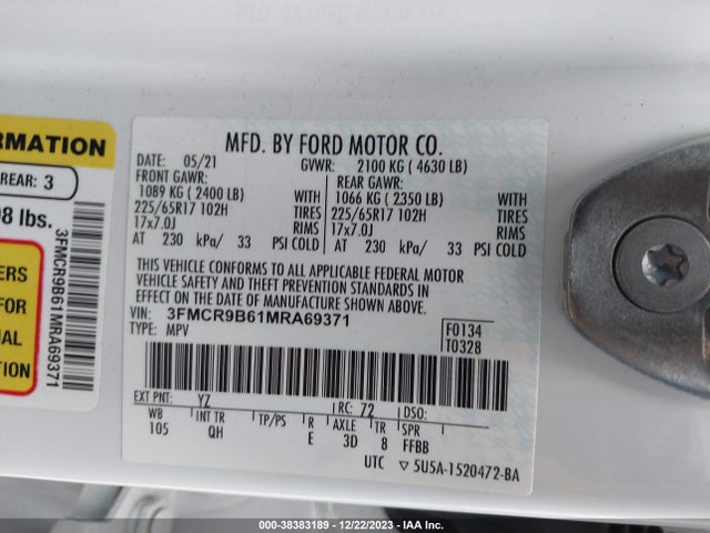 3FMCR9B61MRA69371 Ford dragon