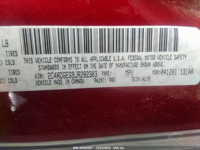 2C4RDGEG9JR282303 Dodge Grand Caravan Gt