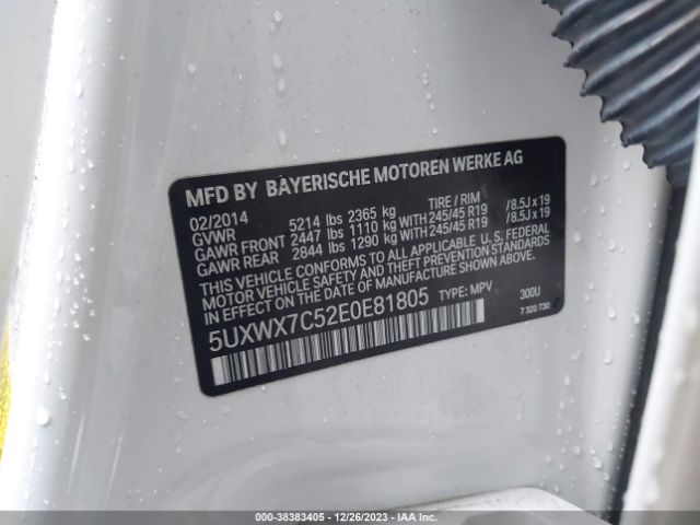 5UXWX7C52E0E81805 BMW X3 Xdrive35i