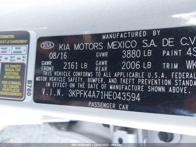KIA FORTE LX 2017 3KPFK4A71HE043594 Image 9