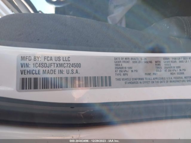 1C4SDJFTXMC724500 Dodge Durango Pursuit Awd