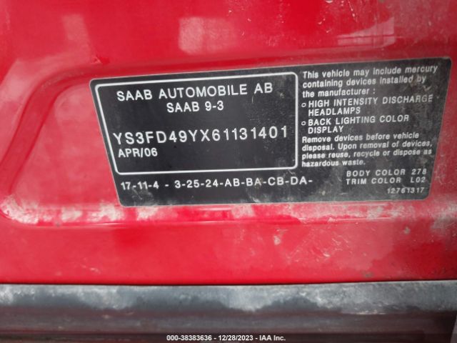 2006 SAAB 9-3 YS3FD49YX61131401 Photo 8