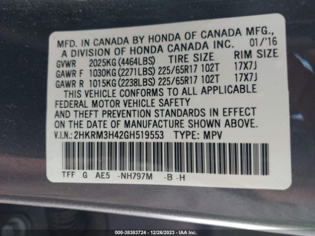 2HKRM3H42GH519553 Honda CR-V SE