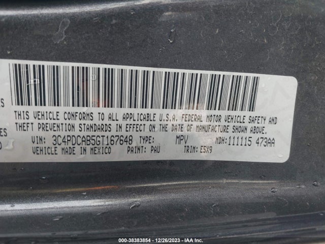 2016 DODGE JOURNEY SE VIN: 3C4PDCAB5GT167648