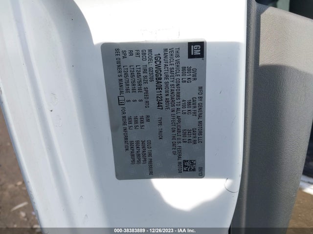 Chevrolet Express 2500 Work Van 2014 1GCWGGBA0E1123447 Image 9