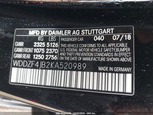 WDDZF4JB2KA520989 Mercedes-Benz E 300