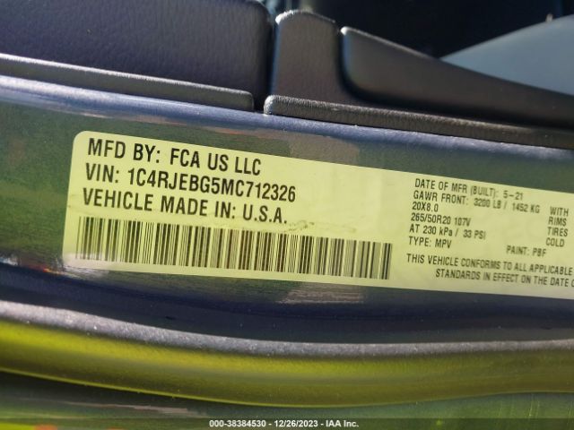 2021 JEEP GRAND CHEROKEE 1C4RJEBG5MC712326 Photo 8