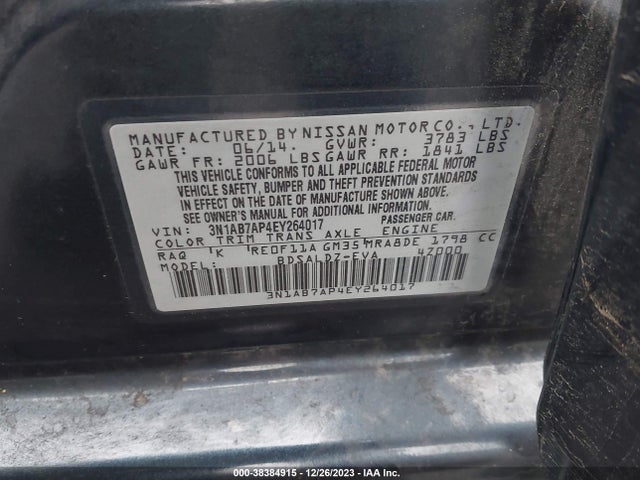 Nissan SENTRA SV 2014 3N1AB7AP4EY264017 Image 9