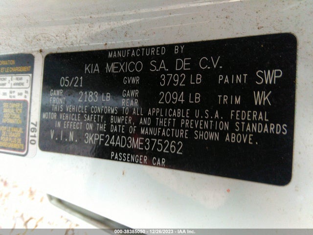 KIA Forte Lxs 2021 3KPF24AD3ME375262 Image 9