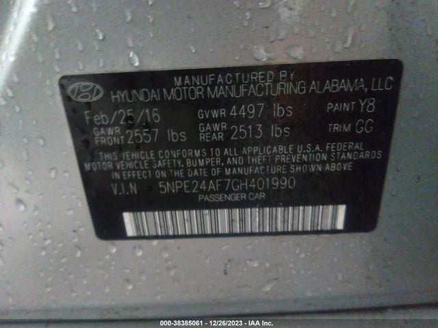 Hyundai Sonata 2016 5NPE24AF7GH401990 Image 9