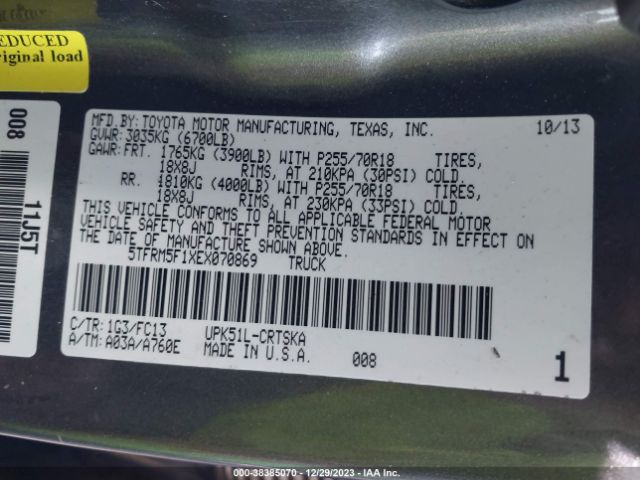 5TFRM5F1XEX070869 Toyota Tundra Sr5 4.6l V8