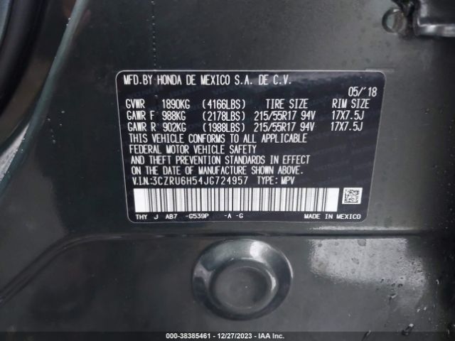 3CZRU6H54JG724957 Honda HR-V EX